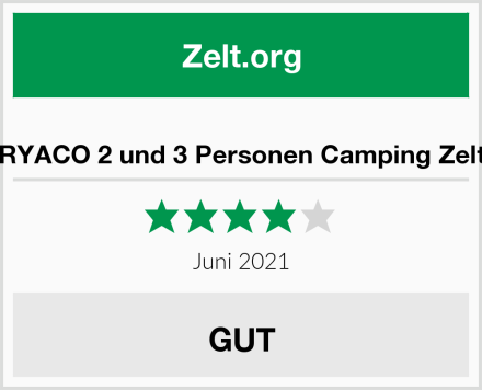  RYACO 2 und 3 Personen Camping Zelt Test